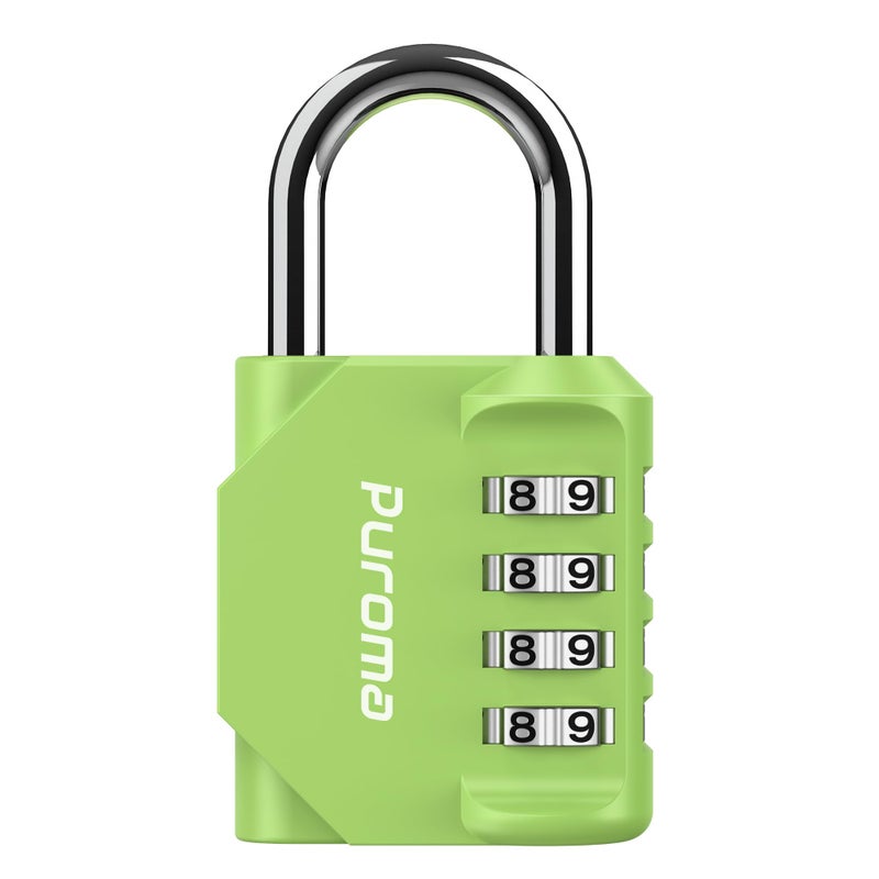 Puroma 1 Pack Combination Lock for Locker 4 Digit Outdoor Waterproof Padlock for School, Gym, Sports, Fence, Toolbox, Gate, Case, Outdoor, Hasp Storage, Cabinets (Yellow-Green) - Image 1