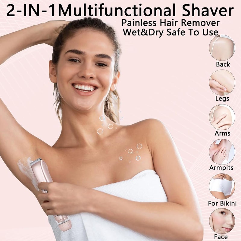 TONGLUO 2-in-1 Bikini & Body Hair Trimmer And Shaver For Women And Men, Electricمكينة حلاقة مناطق حساسة, Wet & Dry Waterproof For Safe & Precise Shaving (Gold) - Image 4