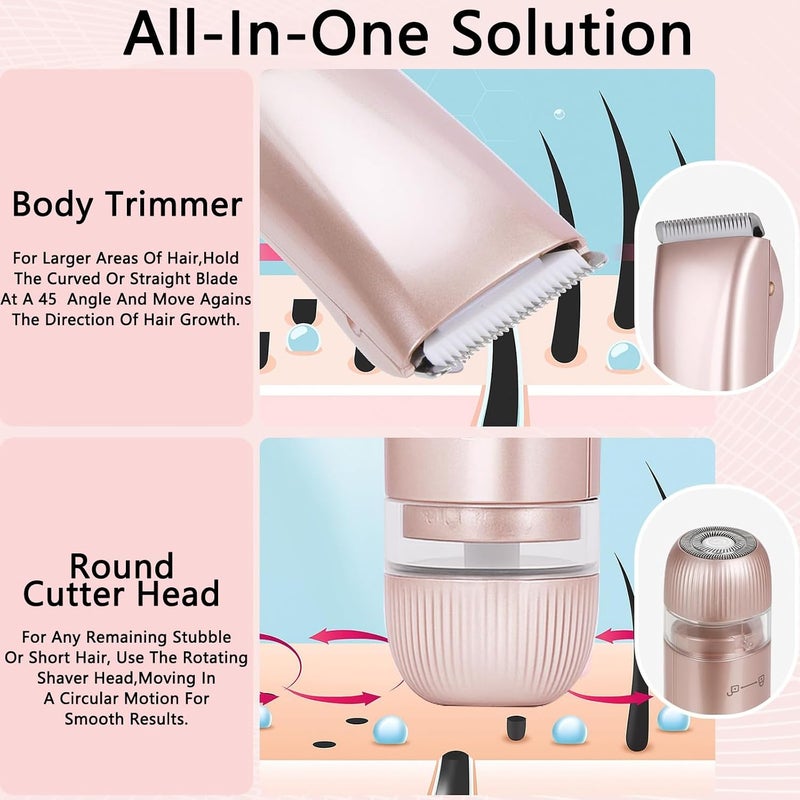 TONGLUO 2-in-1 Bikini & Body Hair Trimmer And Shaver For Women And Men, Electricمكينة حلاقة مناطق حساسة, Wet & Dry Waterproof For Safe & Precise Shaving (Gold) - Image 5