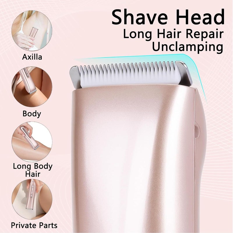 TONGLUO 2-in-1 Bikini & Body Hair Trimmer And Shaver For Women And Men, Electricمكينة حلاقة مناطق حساسة, Wet & Dry Waterproof For Safe & Precise Shaving (Gold) - Image 2