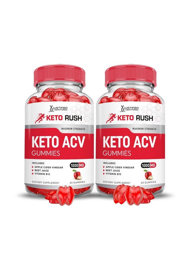 Justified Laboratories (2 Pack Keto Rush Keto ACV Gummies Advanced Formula 1000MG Powder B12 Vegan Non GMO 120 Gummys - Image 1