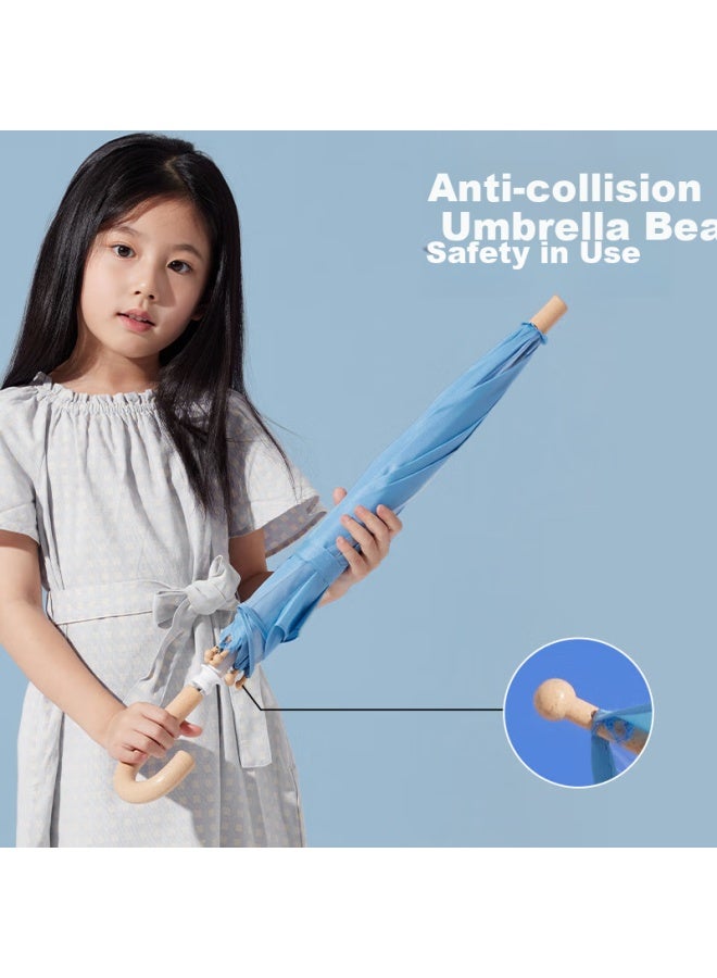 Obsu Transparent Children's Umbrella, Long Handle, Lightweight Poe, Cute And Fresh Design, Navy Blue, Children's Transparent Umbrella - Image 2