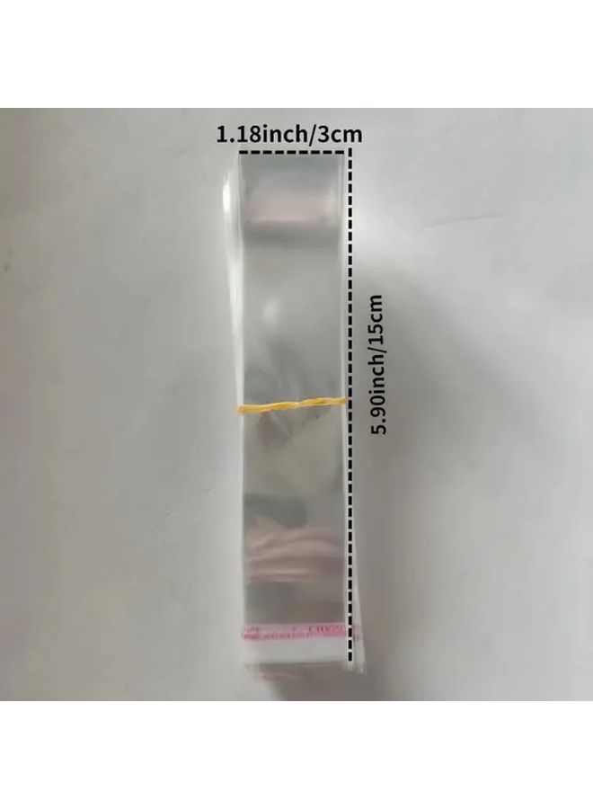 Self Adhesive Plastic Bags 2.36x7.09 Inch 100pcs Reusable Gift Wrapping Pens Small Items - Image 2