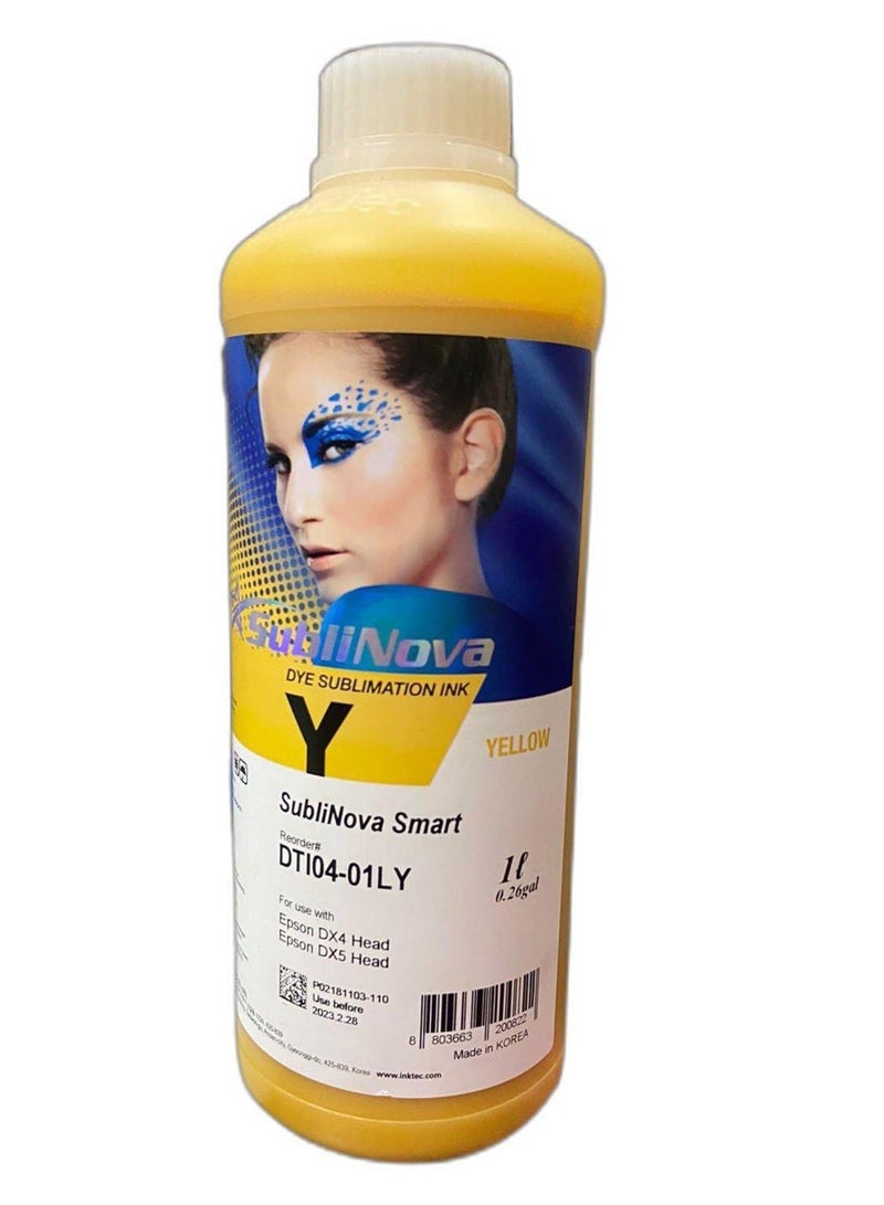 SubliNova Smart Sublimation Ink for Epson Inkjet Printers –Yellow 1kg | Heat Transfer Ink for Mugs, Mobile Covers & Polyester T-Shirts | High-Quality Printing Ink