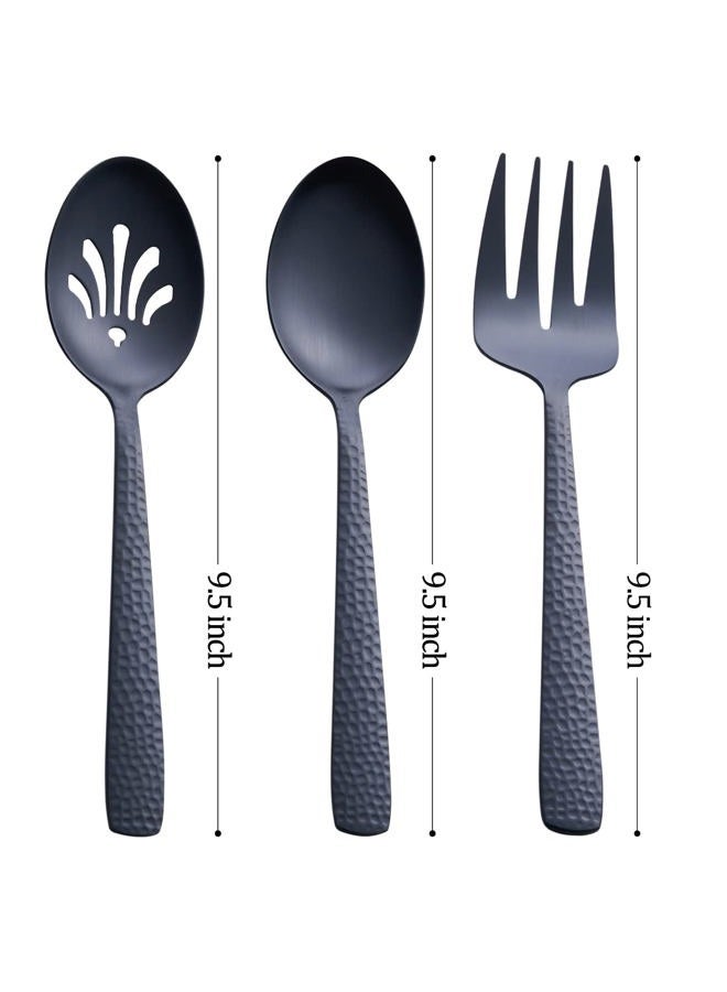 FULLYWARE Matte Black Serving Utensil Set, 9.5-inch Stainless Steel Large Serving Spoon and Serving Fork, Satin Finish - Image 3