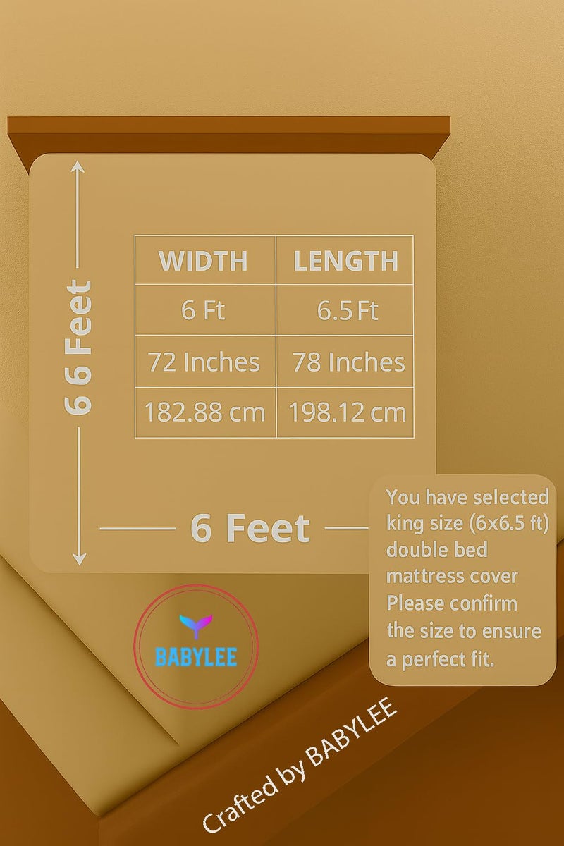 BABYLEE Mattress Protector King Size 78x72 Ultra Soft Breathable & Fitted Bed Protector Terry Cover Double Bed (6.5x6 feet, Fits 10 Inches, Beige) - Image 4