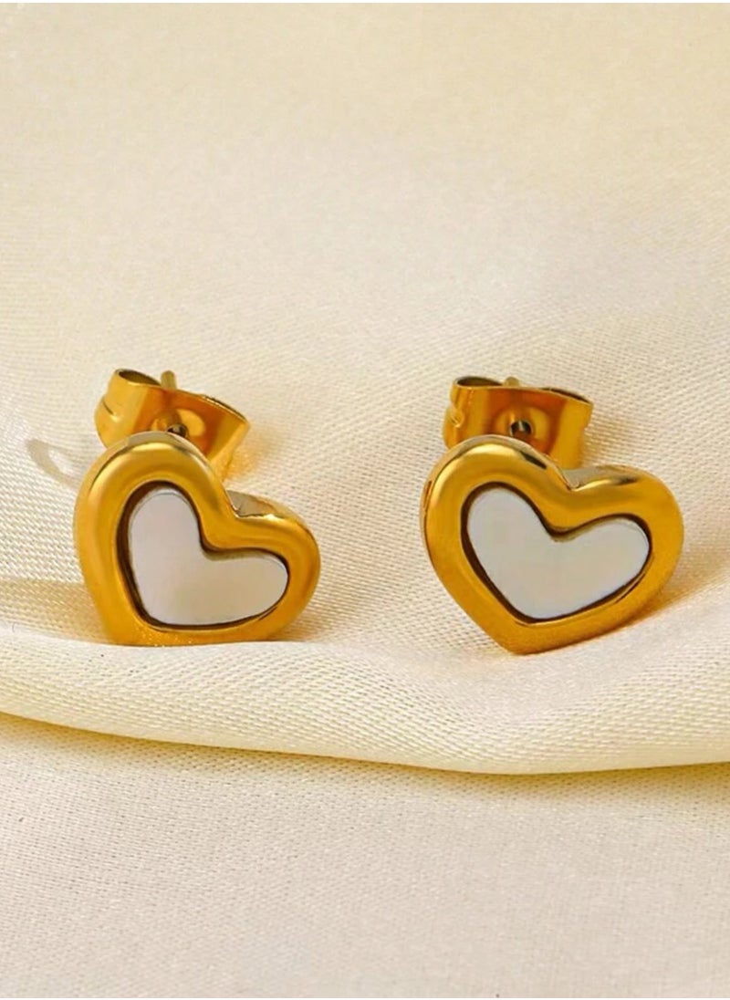 Dangle Charms - Elegant Stainless Steel Gold Plated Earrings For Women - Image 1