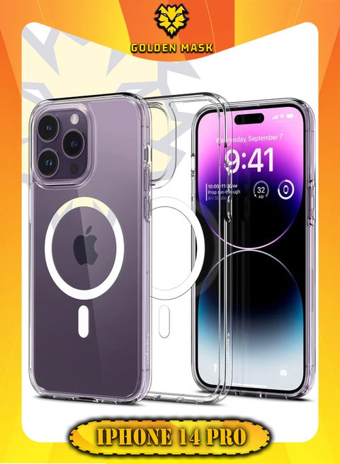 Classic Hybrid Magnetic Case Compatible with iPhone 14 Pro case Compatible with MagSafe Shockproof Military Grade Protection Scratch Resistant Back (clear)