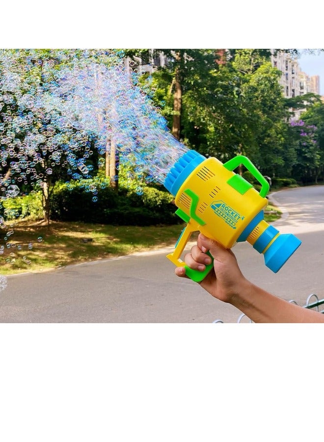 Rocket Upgraded 48-Hole Electric Bubble Gun with LED Lights – Handheld Bubble Machine for Kids & Toddlers – Outdoor Bubble Blower Toy for Summer, Parties, Weddings & More (Yellow) - Image 2
