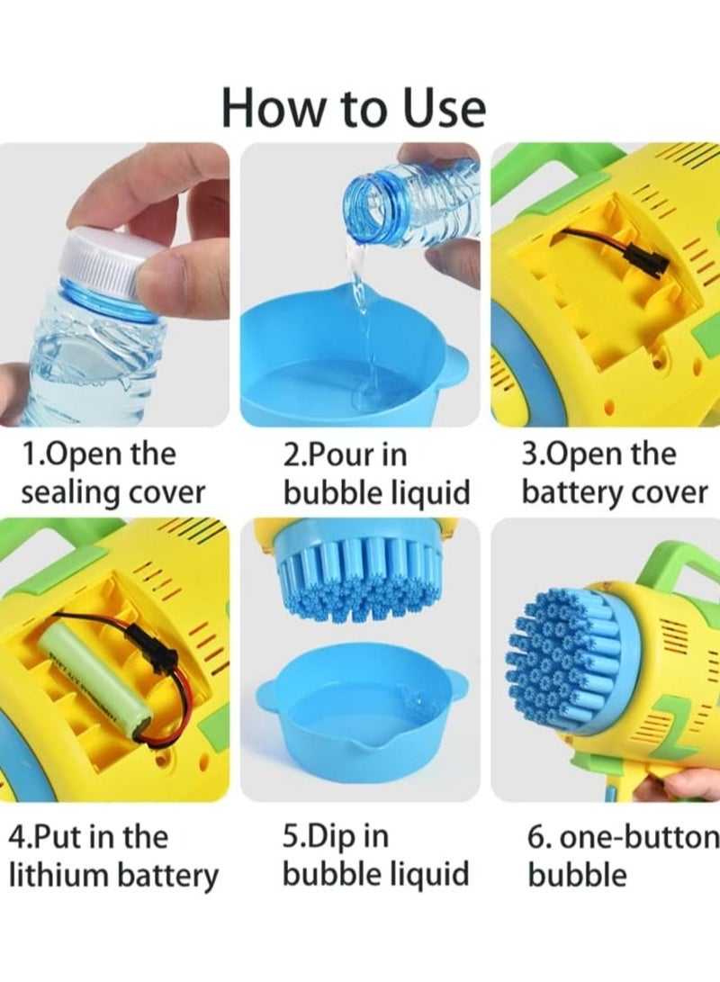 Rocket Upgraded 48-Hole Electric Bubble Gun with LED Lights – Handheld Bubble Machine for Kids & Toddlers – Outdoor Bubble Blower Toy for Summer, Parties, Weddings & More (Yellow) - Image 5