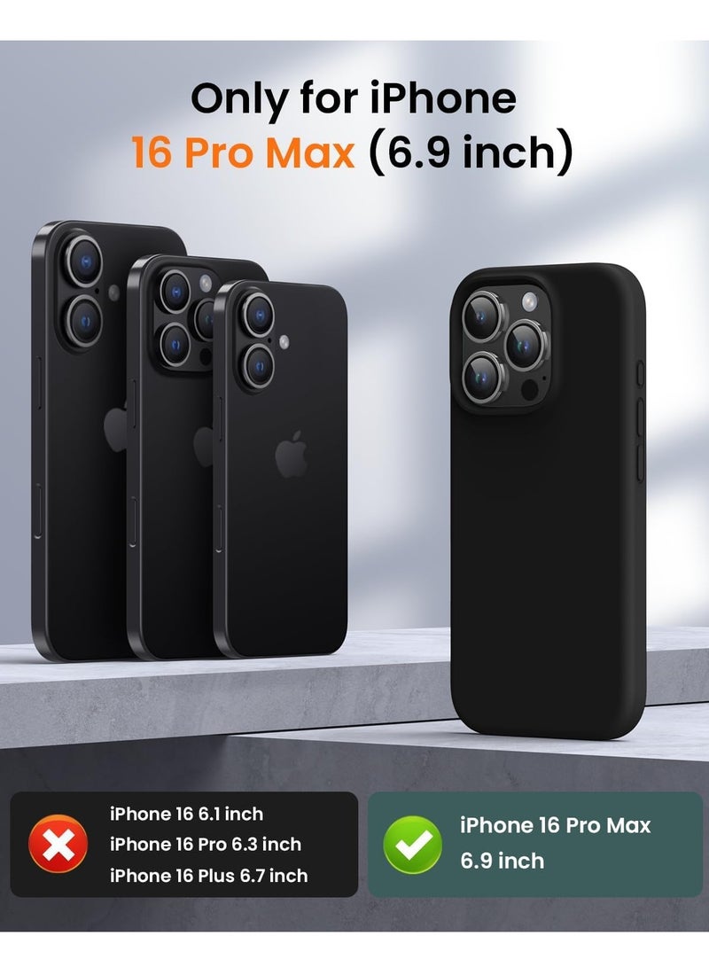 ELTRAZONE Premium Soft Liquid Silicone Case for iPhone 16 Pro Max – Silky and Soft Touch Series Full-Body Protective Bumper (Black) - Image 2