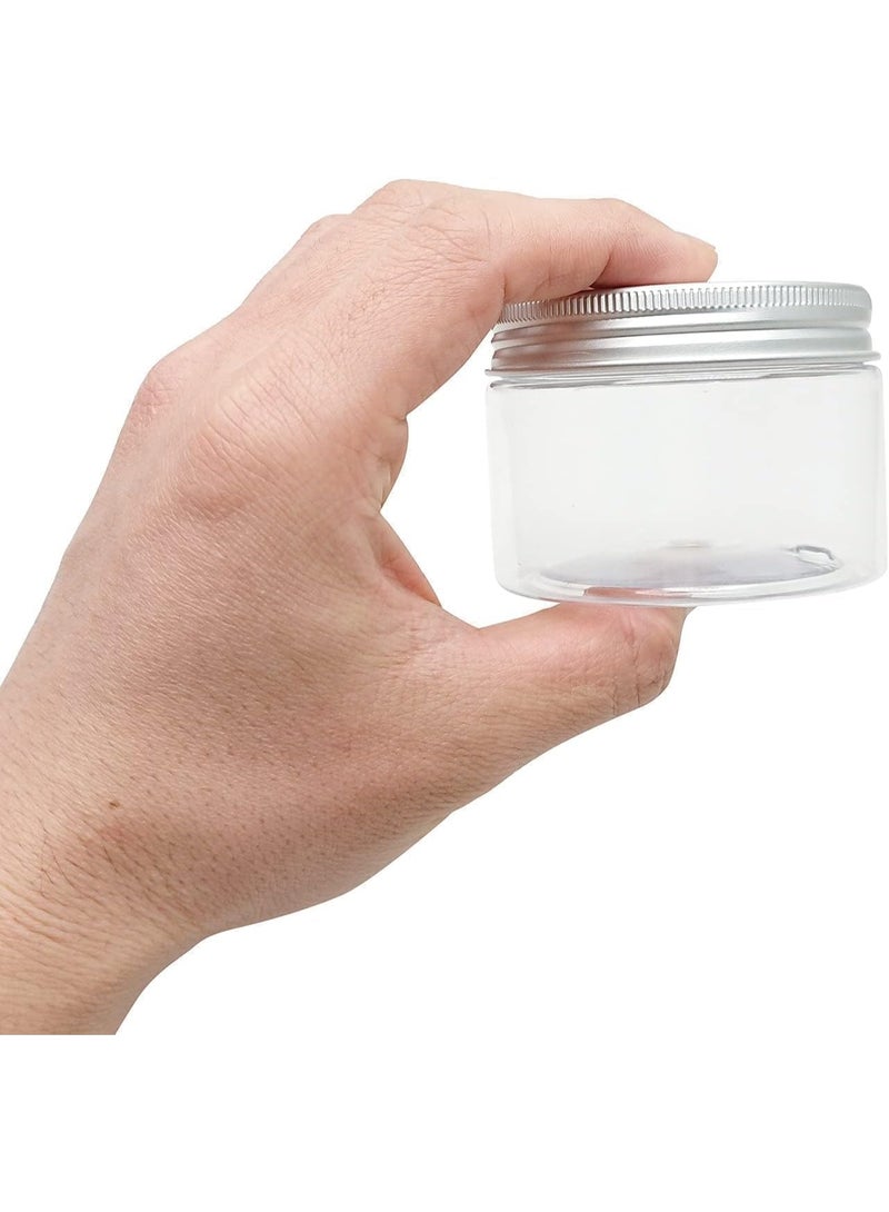 Luxoraq 6 Pcs 100ml CLEAR PLASTIC JARS Containers with ALUMINUM LIDS Airtight LEAK PROOF FOOD STORAGE SPICE JARS Cosmetic Jars CREAM Containers Mini TRAVEL JARS DIY STORAGE Containers Set - Image 5