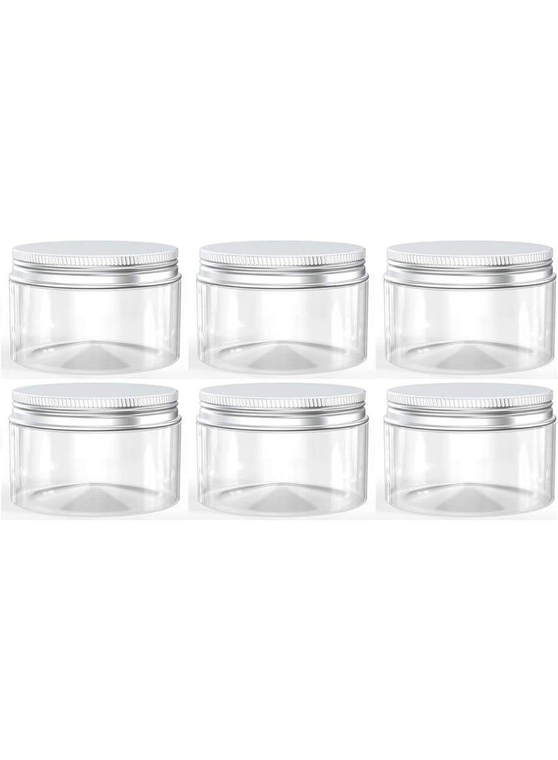 Luxoraq 6 Pcs 100ml CLEAR PLASTIC JARS Containers with ALUMINUM LIDS Airtight LEAK PROOF FOOD STORAGE SPICE JARS Cosmetic Jars CREAM Containers Mini TRAVEL JARS DIY STORAGE Containers Set - Image 1