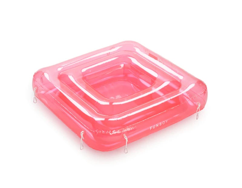 FUNBOY Clear Pink Chaise Connection Inflatable Drink Cooler, Connects Four Chaise Lounger Pool Floats, Luxury Bar Accessory Float, Perfect for a Summer Pool Party - Image 1