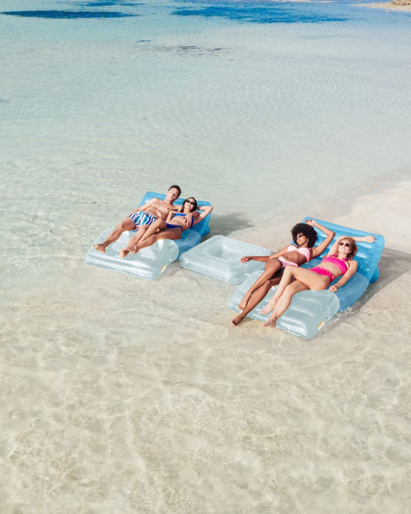 FUNBOY Clear Pink Chaise Connection Inflatable Drink Cooler, Connects Four Chaise Lounger Pool Floats, Luxury Bar Accessory Float, Perfect for a Summer Pool Party - Image 2