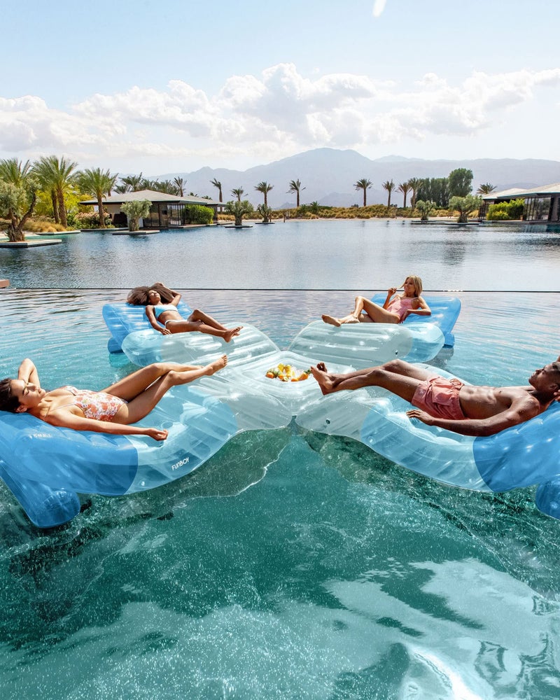 FUNBOY Clear Pink Chaise Connection Inflatable Drink Cooler, Connects Four Chaise Lounger Pool Floats, Luxury Bar Accessory Float, Perfect for a Summer Pool Party - Image 3