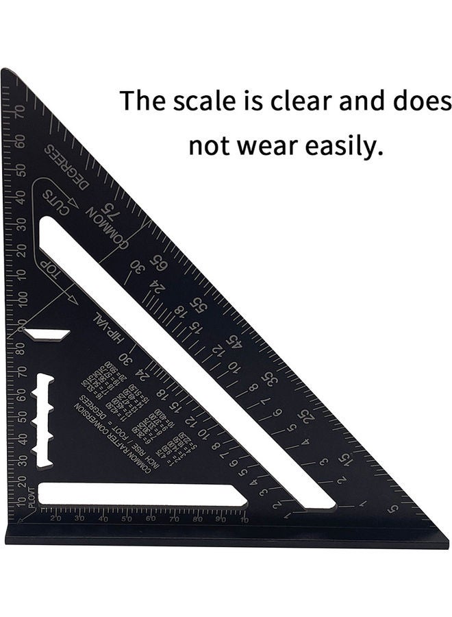 7-inch Aluminum Alloy Triangle Ruler Black - Image 2