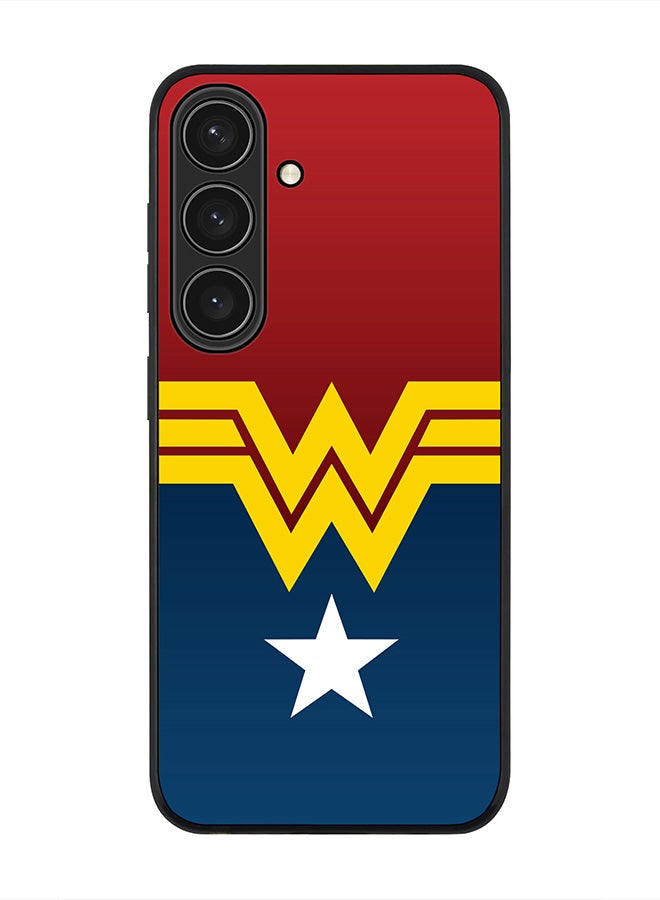 Stylizedd Rugged Black edge case for Samsung Galaxy S24, Slim fit Soft Case Flexible Rubber Edges Anti Drop TPU Gel Thin Cover- Wonder Woman  - Image 1
