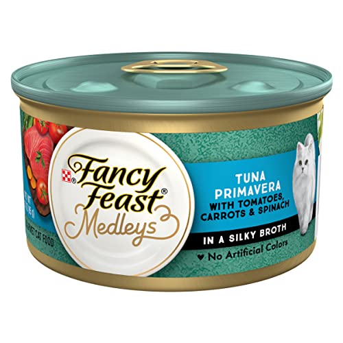 Fancy Feast Purina Fancy Feast Wet Cat Food, Medleys Tuna Primavera With Tomatoes, Carrots and Spinach in a Silky Broth - (Pack of 24) 3 oz. Cans - Image 1