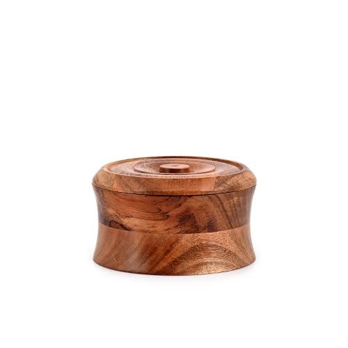 BHAVATU Jewellery box Acacia Wood Vintage Style Treasure Box Storage Organizer Trinket Keepsake Chest (5" x 5" x 3") - Image 1