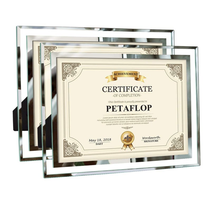PETAFLOP 8.5x11 Picture Frames Glass 8.5 x 11 Frame Tabletop Display, 2 Pack clear - Image 1
