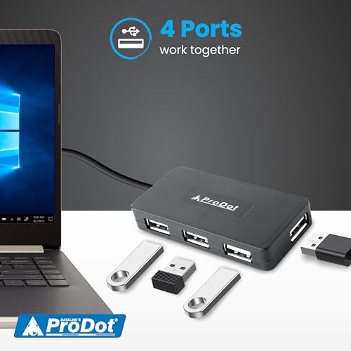 ProDot 4-in-1 USB Hub 2.0 with Hi-Speed Data Transfer 480 Mbps I Plug & Play I Universally Compatible with Speaker, Laptop, Hard Drive, PC, Laptop etc. I 1 Year Warranty (Play Plus) - Image 3