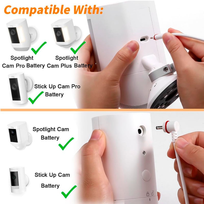 1 حزمة كابل شحن USB بطول 24.9 قدم/7.6 متر مع محول من نوع Type-C وضوء تنبيه LED، متوافق مع كاميرا Ring (كاميرا Spotlight Cam، Stick Up Cam/Pro، Spotlight Cam Plus، Spotlight Cam Pro) - Image 2