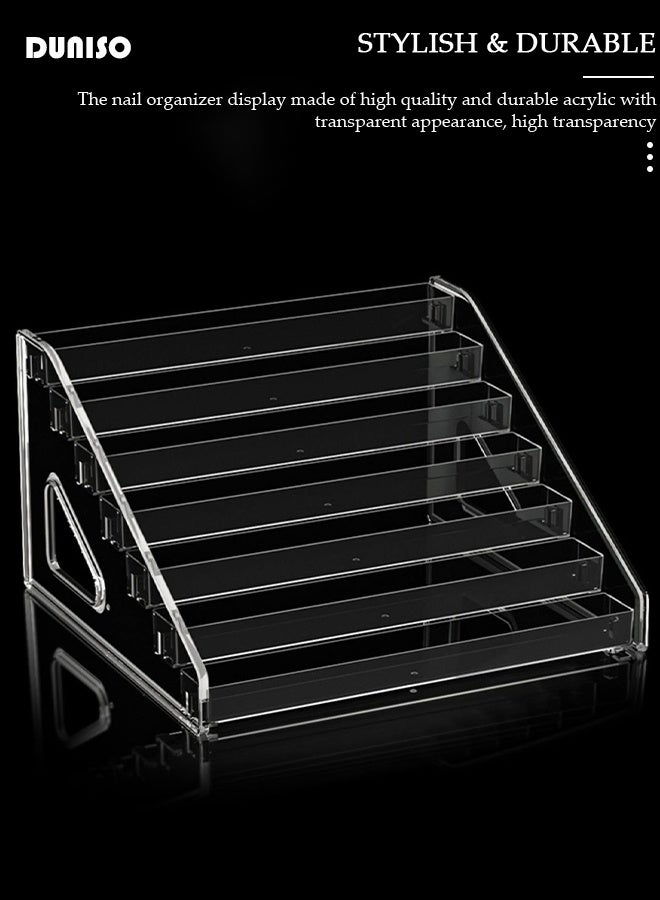 DUNISO 7 Tier Nail Display Rack Transparent Nail Polish Holder Multifunctional Clear Nail Polish Organizer Essential Oils Holder Makeup Cosmetic Organizer - Image 3