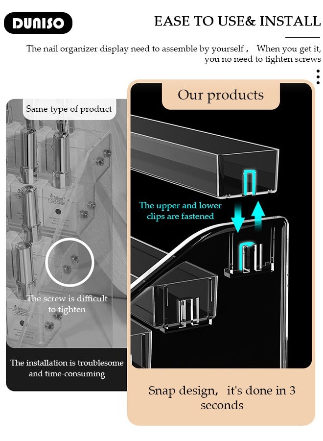 DUNISO 7 Tier Nail Display Rack Transparent Nail Polish Holder Multifunctional Clear Nail Polish Organizer Essential Oils Holder Makeup Cosmetic Organizer - Image 2