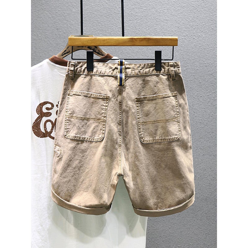 Trendy Brand Overalls Slant Pocket Shorts Boys Casual Retro Trendy Straight Mid-Leg Pants Functional Loose Harlan Shorts - Image 3