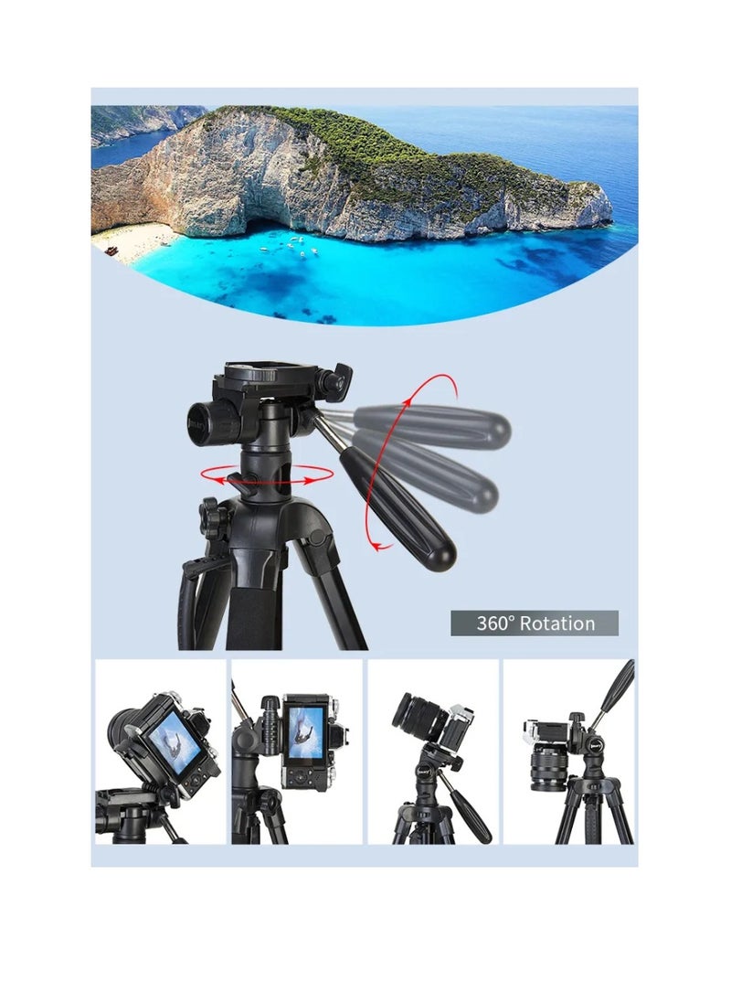 KP-2294 Multifunctional Professional Tripod With Multi Angle Adjustment Black