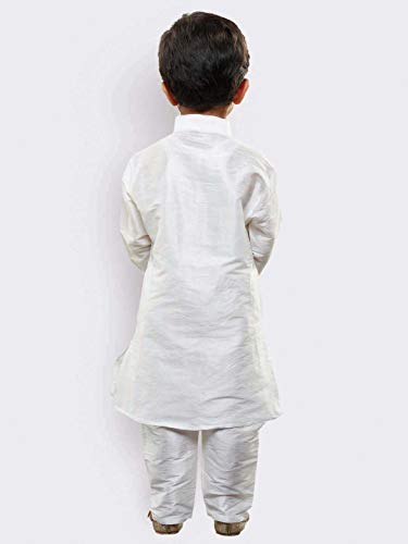 JBN Creation Boys' White Silk Blend Kurta and Pyjama Set_VASBKWH001nPDWH_14 - Image 5