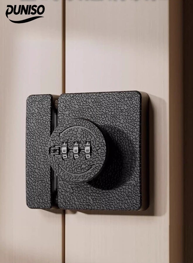 DUNISO Cabinet Combination Lock，No Drilling Password Cabinet Door Lock，Gear Storage Password Lock， No Need for Keys, Secure Anti-theft，for Swinging Or Sliding Door Drawer Cupboard，Black - Image 1