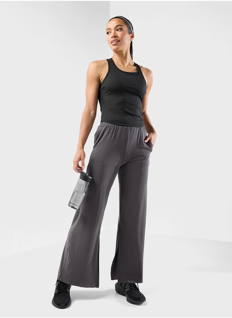 فورورد Ruched Waist Straight Fit Jersey Pant With Slit