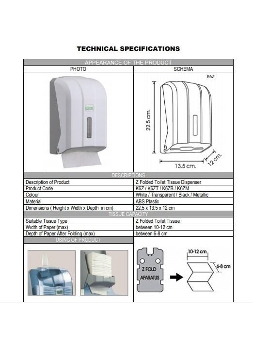 Vialli K6B Z-Fold (Attention: For Toilet Paper) Dispenser Mini Size Black  - Image 2