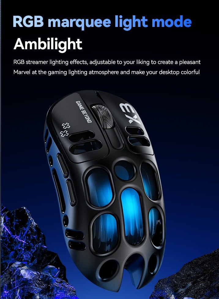 T-WOLF X3 Gaming Mouse Tri-Mode BT Wireless Hollow Design RGB Backlit Mechanical Mouse For Esports - Image 5