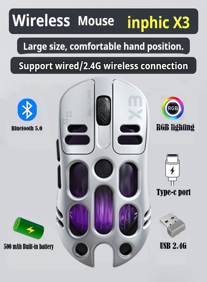 T-WOLF X3 Gaming Mouse Tri-Mode BT Wireless Hollow Design RGB Backlit Mechanical Mouse For Esports - Image 1