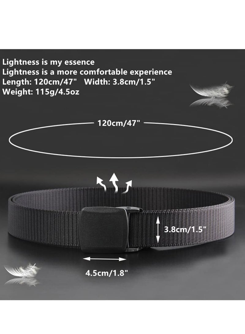 5-Pack Men's Nylon Belts with Canvas Webbing and Plastic Buckles - Perfect Birthday Gifts for Dads and Boys (Colors: Black, Khaki, Army Green, Navy Blue, Grey) - Image 5