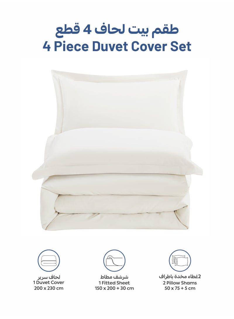 Donetella Solid Duvet Cover Set, Fits 150 × 200 cm Bed, Queen Size 4-Piece Set, Brushed Microfiber Without Filler - Image 4