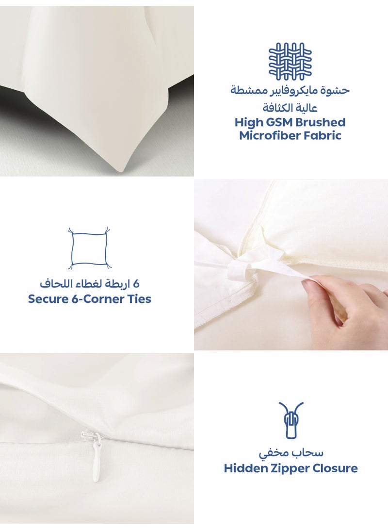 Donetella Solid Duvet Cover Set, Fits 150 × 200 cm Bed, Queen Size 4-Piece Set, Brushed Microfiber Without Filler - Image 5