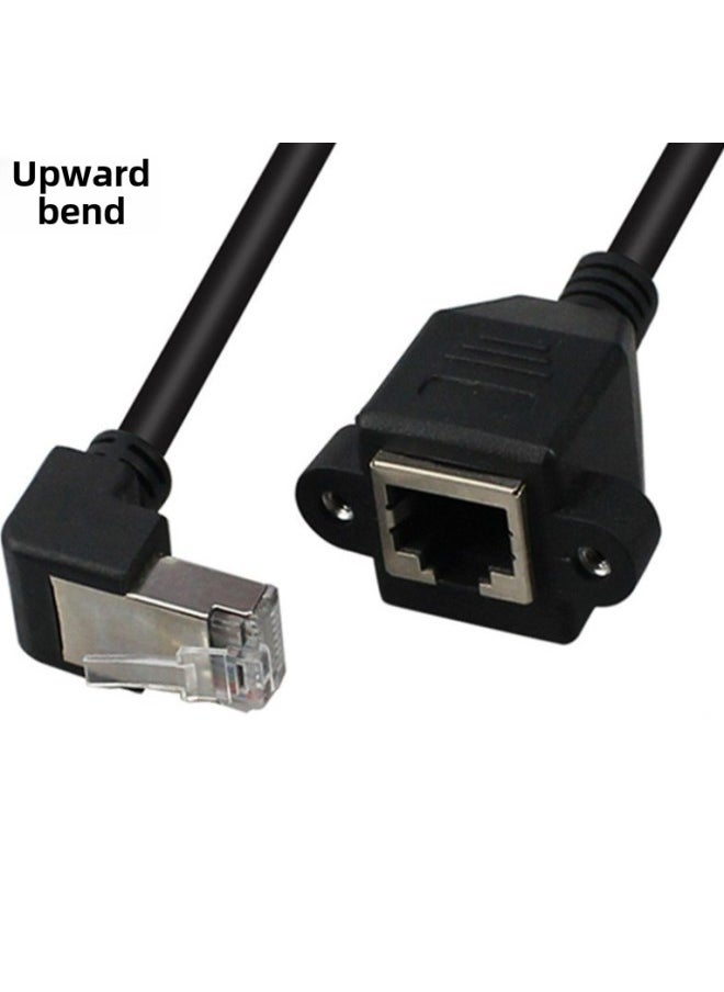 Generic 90-degree Elbow Six-type Network Cable Extension Cable With Ears And Screw Holes Can Be Fixed RJ45 Male-female Extension Cable-Color:Six Types Of Upward Bend-Line Length:0.3 M  - Image 2