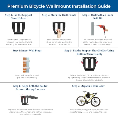 GLORY MEDAL HANGERS Bicycle Wall Mount With Shelf- Cycling Indoor Bike Storage,Wall Rack|Organize Helmet,Sun Glass,Shoe|Hang Heavy Duty Bike|Space Saving For Road,Racing,Mountain,City Or Other Bicycle - Image 5