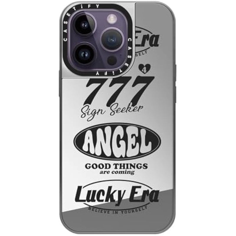 Casetify Mirror Case for iPhone 14 Pro Compatible with Magsafe - Angel Baby! Black, Mirror - Silver on Silver - Image 2