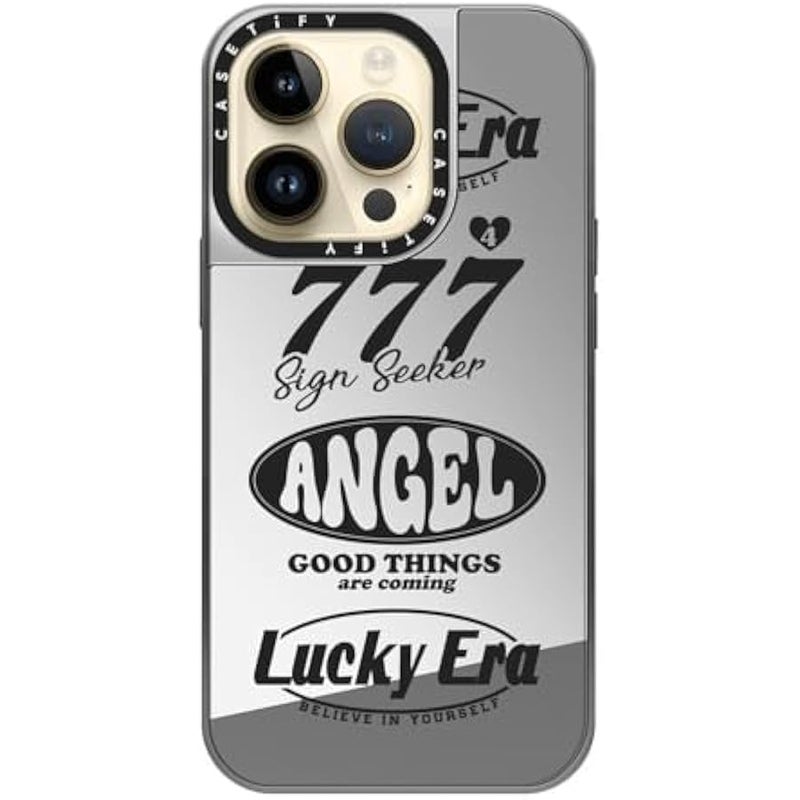 Casetify Mirror Case for iPhone 14 Pro Compatible with Magsafe - Angel Baby! Black, Mirror - Silver on Silver - Image 4