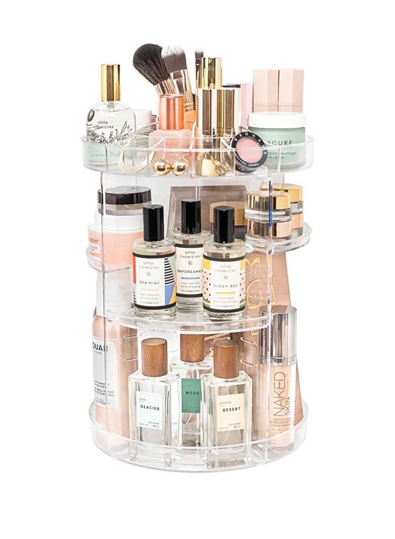 Yuwell 360-Degree Crystal Rotating Makeup Organizer Box Makeup Organizer Stand adjustable Cosmetic Storage Display Case - Image 1