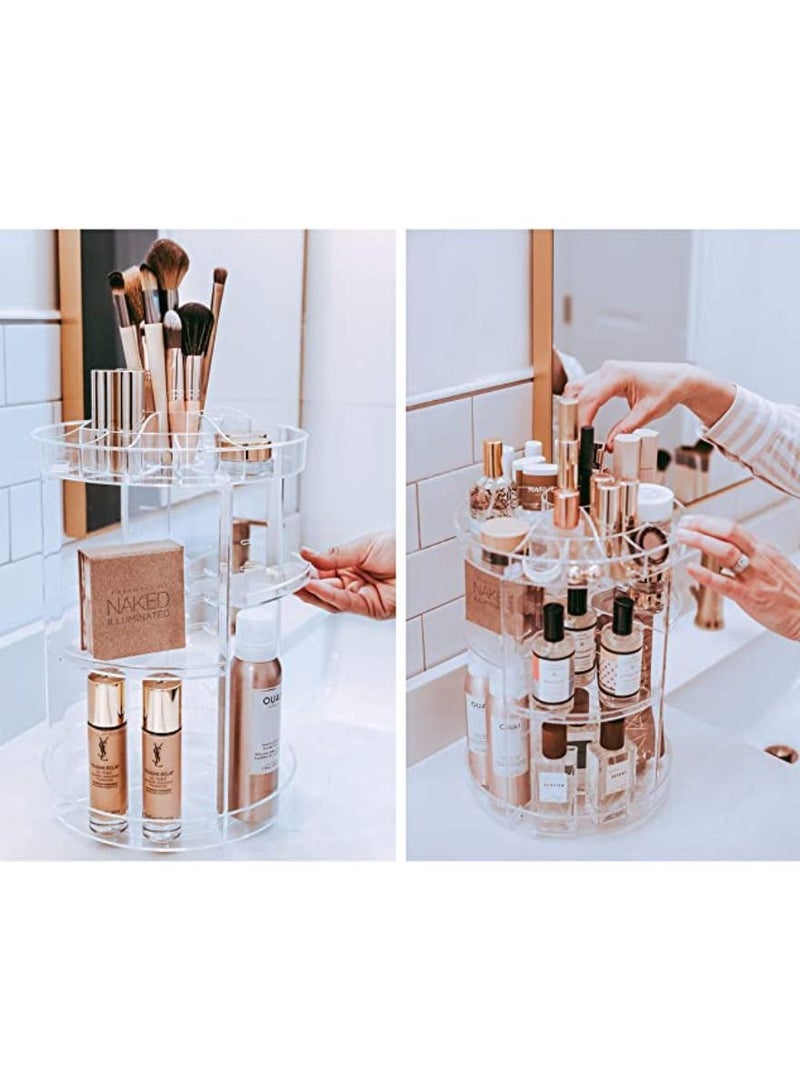 Yuwell 360-Degree Crystal Rotating Makeup Organizer Box Makeup Organizer Stand adjustable Cosmetic Storage Display Case - Image 2