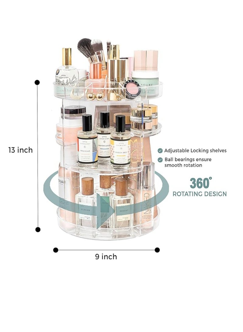 Yuwell 360-Degree Crystal Rotating Makeup Organizer Box Makeup Organizer Stand adjustable Cosmetic Storage Display Case - Image 4