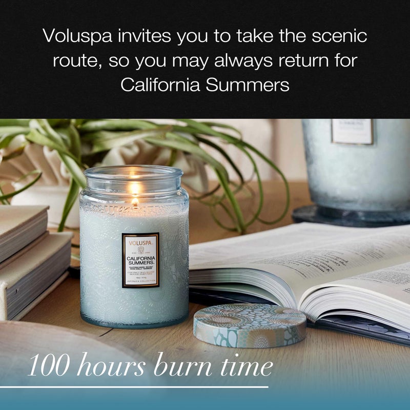 Voluspa California Summers Candle Jar, 18 oz, Coconut Wax Blend, Large Scented Candles for Home, 100 Hour Burn Time, Poured in The USA - Image 5