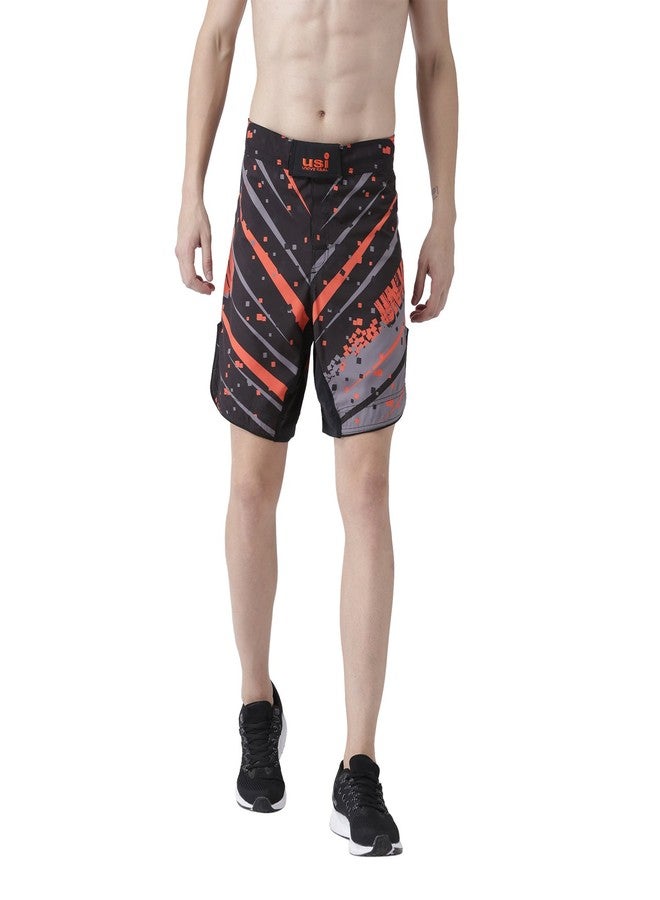 USI UNIVERSAL شورتات USI العالمية للرجال، 411VM Digit TUFLITE MMA للتدريب والكيك بوكسينغ، Tuff Stretch Fighting للفنون القتالية، قتال القفص، الملاكمة التايلاندية، الملاكمة (مقاس متوسط، برتقالي) - Image 1