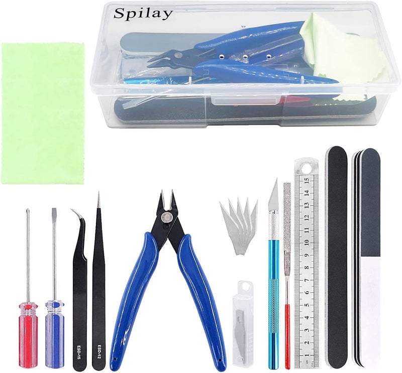 Spilay Hobby Building Model DIY Tool Kit, Modeler Basic Miniature Handmade Craft Tools Set for Dollhouse ,Car ,Airplanes ,Gundam ,Robots Models Assemble ,Repairing and Fixing（16 Pcs） - Image 1